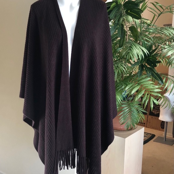 Cejon Fringe Chocolate Sweater Shawl - size- OS - Picture 2 of 6